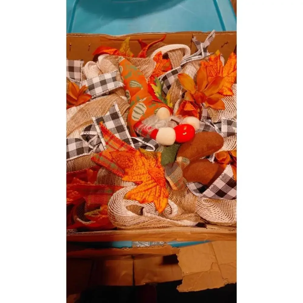 Autumn Harvest Decorative Wreath with Gnome Figurine